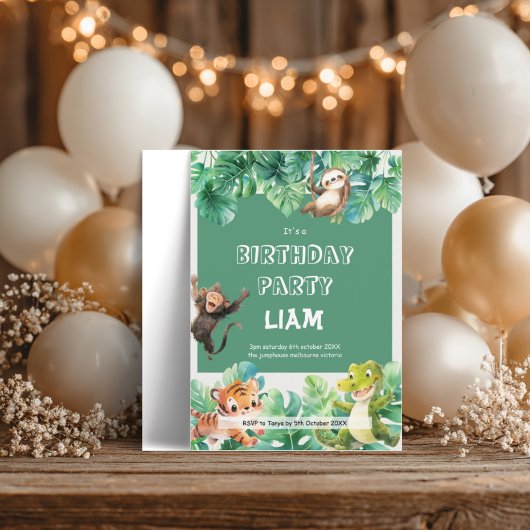 Jungle Birthday Invitation • Safari Animal Party I Kaart
