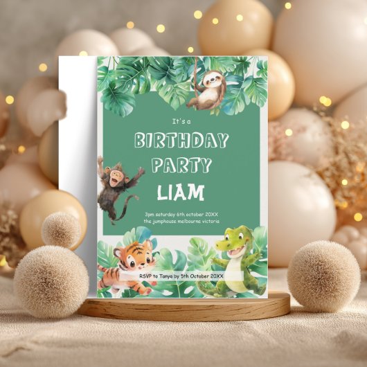 Jungle Birthday Invitation • Safari Animal Party I Kaart