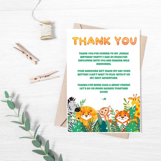 Jungle Boy's bedankkaart