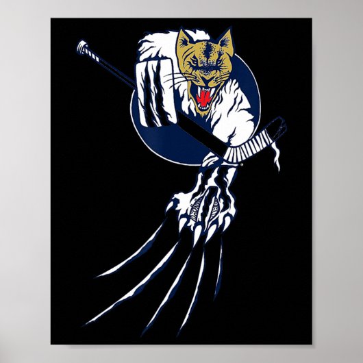 Jungle Cat Hockey IJsbeest Keeper Logo Poster (Voorkant)