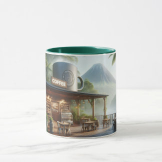 Jungle Coffee Oase met Majestueus Vulkanisch Uitzi Mok