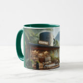 Jungle Coffee Oasis with Majestic Volcano View Mok (Voorkant links)