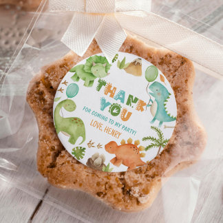 Jungle Cute Dinosaur Boy Birthday Party Ronde Sticker