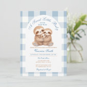 Jungle Dier Blauw Gingham Luiaard Koppel Shower Kaart (Staand voorkant)