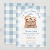 Jungle Dier Blauw Gingham Luiaard Koppel Shower Kaart (Voorkant / Achterkant)