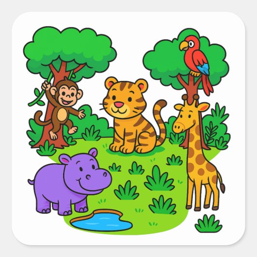 Jungle Dier Stickers voor Kinderen & Leraren (Voorkant)