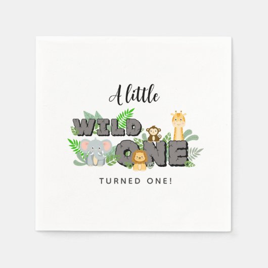 Jungle Dier Wilde Eén Verjaardags Servetten (Voorkant)