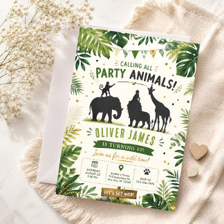 Jungle Dieren 10e Verjaardag Kaart