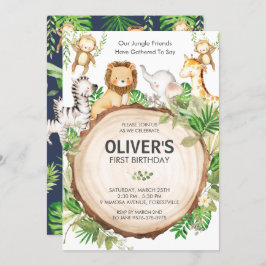 Jungle Dieren 1e Verjaardagsfeestje Groene Safari Kaart