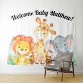 Jungle Dieren Baby Shower Achtergrond Wandkleed (In Situ (horizontaal))
