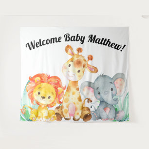 Jungle Dieren Baby Shower Achtergrond Wandkleed