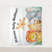 Jungle Dieren Baby Shower Achtergrond Wandkleed (Voorkant)