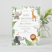 Jungle Dieren Baby Shower Uitnodiging (Staand voorkant)