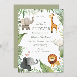 Jungle Dieren Baby Shower Uitnodiging