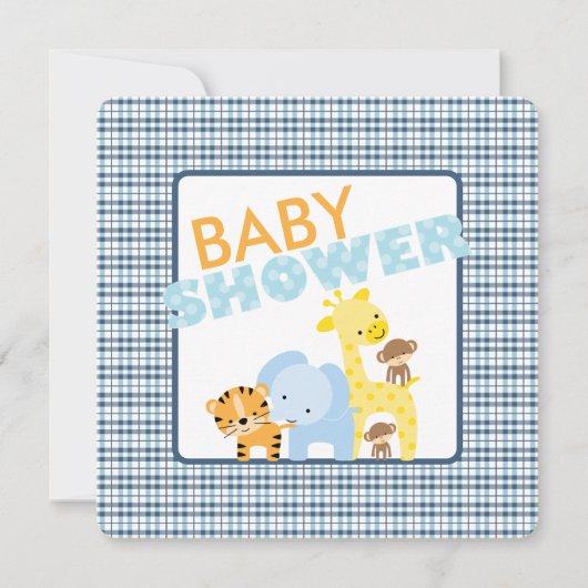 Jungle Dieren Baby Shower Uitnodigingen (Voorkant)