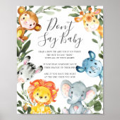 Jungle Dieren Baby Shower Zeg Niet Baby Bord Poster (Voorkant)