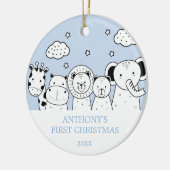 Jungle Dieren Baby's Eerste Kerst Ornament (Links)