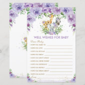 Jungle Dieren Bloemige Gelukwensen voor Baby Kaart (Voorkant / Achterkant)