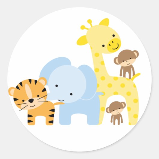 Jungle Dieren Envelope Afdichtingen Ronde Sticker (Voorkant)