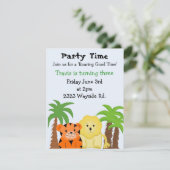 Jungle Dieren Feest Uitnodiging (Staand voorkant)