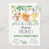 Jungle dieren feest uitnodiging (Voorkant / Achterkant)