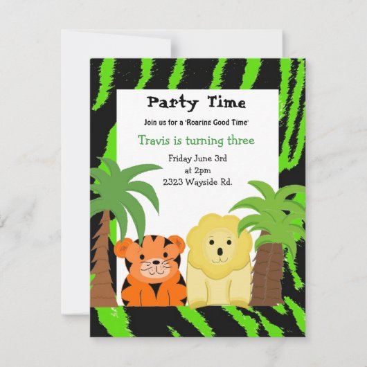 Jungle Dieren Feest Uitnodiging (Voorkant)