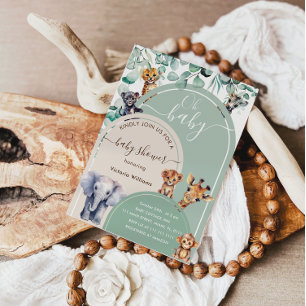 Jungle Dieren Groen Boho Baby Shower  Kaart