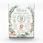 Jungle Dieren Groene Baby Geboorte Print Stats Fotoblokken (Voorkant)