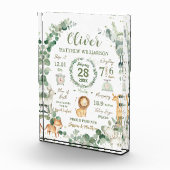 Jungle Dieren Groene Baby Geboorte Print Stats Fotoblokken (Rechts)