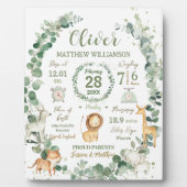 Jungle Dieren Groene Baby Geboorteprint Statistiek Fotoplaat (Voorkant)