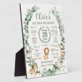 Jungle Dieren Groene Baby Geboorteprint Statistiek Fotoplaat (Zijkant)