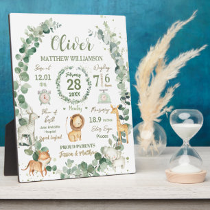 Jungle Dieren Groene Baby Geboorteprint Statistiek Fotoplaat