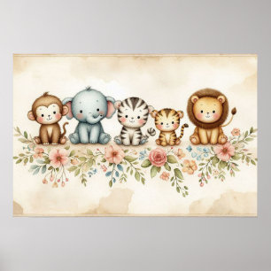 Jungle Dieren Nursery Poster