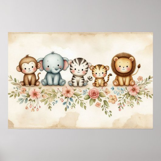 Jungle Dieren Nursery  Poster (Voorkant)