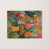 Jungle Dieren Puzzel – Luipaard en Tropische Vogel (Horizontaal)