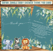 Jungle Dieren Safari  Baby Shower Bedankkaart Kaart