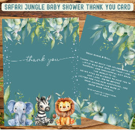 Jungle Dieren Safari Baby Shower Bedankkaart Kaart