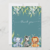 Jungle Dieren Safari Baby Shower Bedankkaart Kaart (Voorkant)