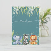 Jungle Dieren Safari Baby Shower Bedankkaart Kaart (Staand voorkant)