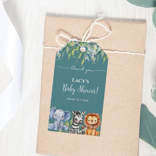 Jungle Dieren Safari  Babyfeestje Cadeaulabel