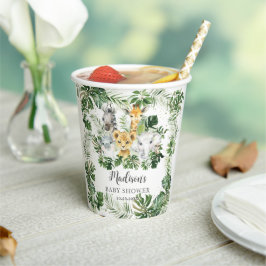 Jungle Dieren Safari Groene Neutral Baby Shower Papieren Bekers