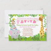 Jungle Dieren Safari Meisje Baby Shower Boek Kaart (Voorkant)