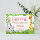 Jungle Dieren Safari Meisje Baby Shower Boek Kaart (Staand voorkant)