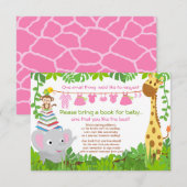Jungle Dieren Safari Meisje Baby Shower Boek Kaart (Voorkant / Achterkant)