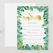 Jungle Dieren Safari Uitnodiging In te vullen in G (Voorkant / Achterkant)