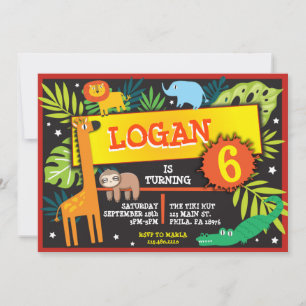 JUNGLE DIEREN SAFARI Verjaardagsfeest Uitnodiging