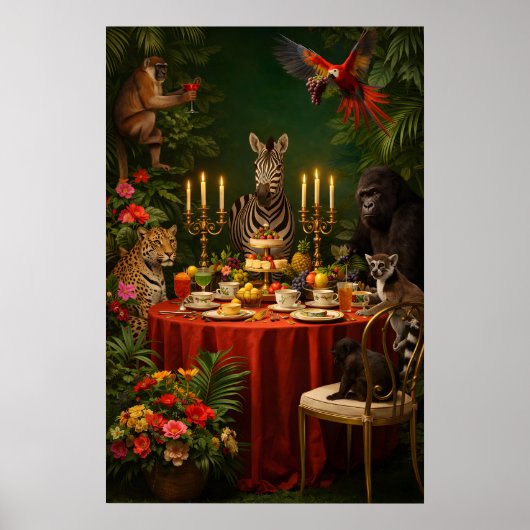 Jungle Dieren Thee Feest Poster, Maximalist Poster (Voorkant)
