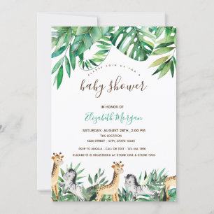 Jungle Dieren Tropische Bladeren Baby Shower Kaart