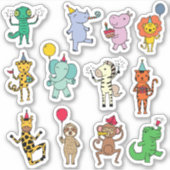 Jungle Dieren Verjaardags Stickerblad Sticker (Voorkant)