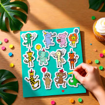 Jungle Dieren Verjaardags Stickerblad
